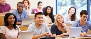 Smiling student in classroom