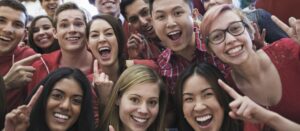 Group of students taking selfie