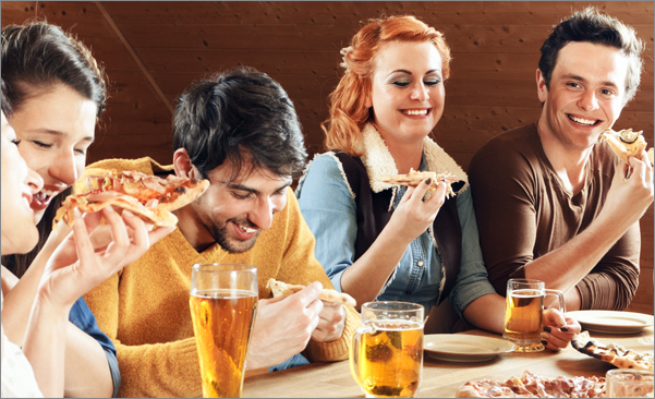 College Students Eating Fast Food