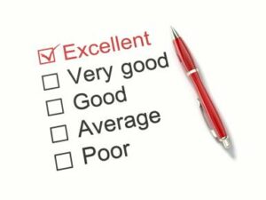 Score report: excellent, very good, good, average, poor