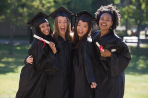group of female graduates