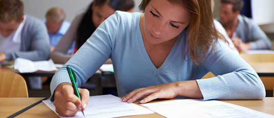 students taking an exam