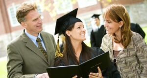 grad student with parents