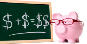 money table, piggy bank