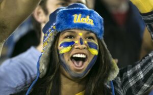 female student celebrating