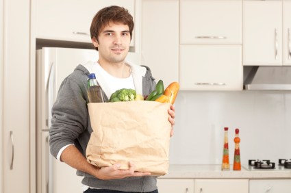 student buying groceries