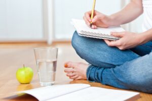 student, apple and water