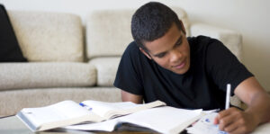 student studying at home